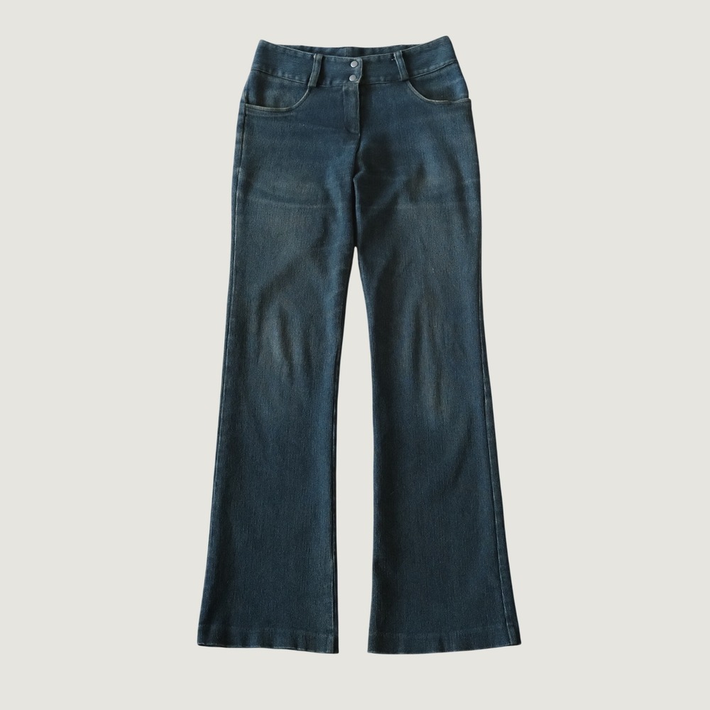 San Joy Ribbed Flare Pants‎ Womens Blue Vintage Streetwear Small 90s Style